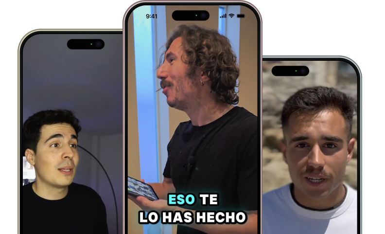 3 capturas de pantalla de videos verticales reels